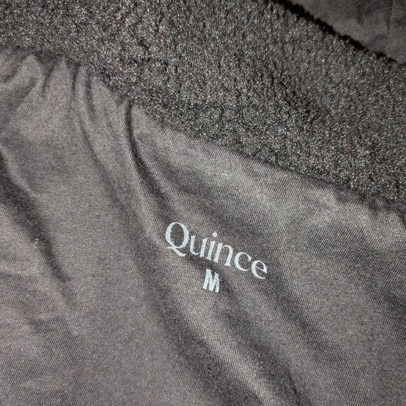 Quince Women's Sherpa Jacket in Black sz M NWT Removable Hood Full Zip - Picture 6 of 9